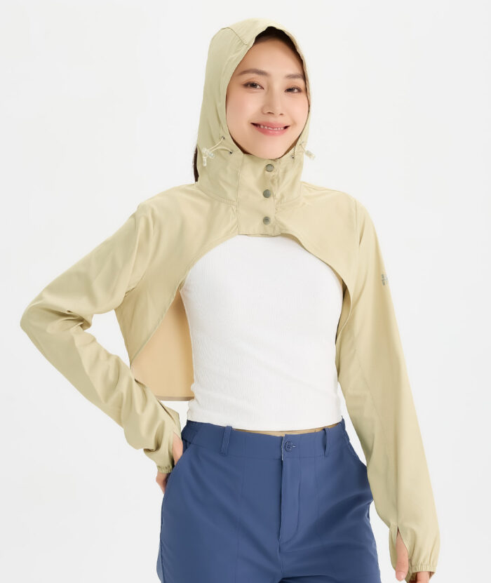 UV Cut Suptex Cool Cropped Hooded Cover-Up